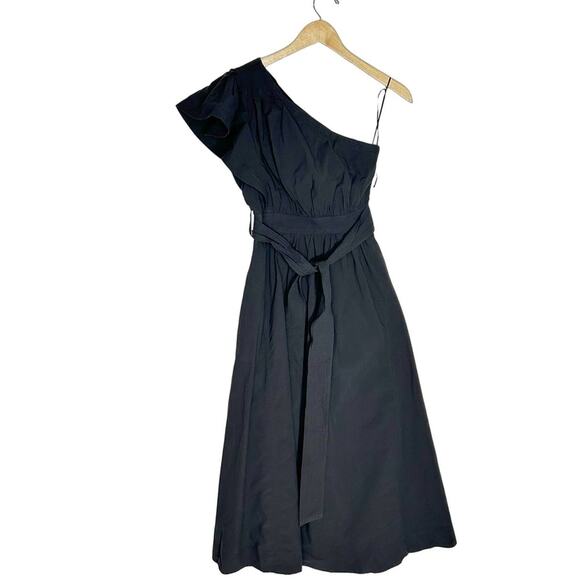 MADEWELL Ruffled One-Shoulder Midi Dress in Black - Picture 4 of 10